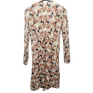 Forever 21 Women’s Floral Long Sleeve Mini Dress Size S Daisy Print Boho 70s
